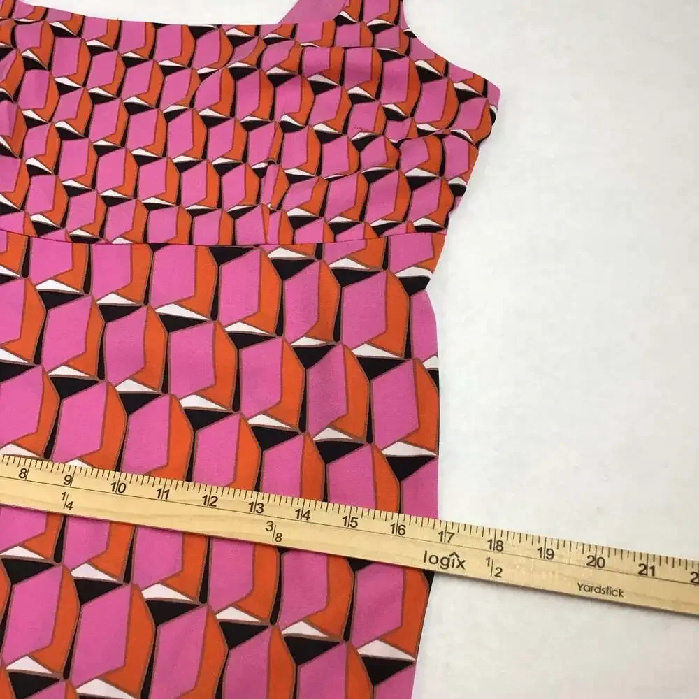 Diane von Furstenberg x Target 90's Shift Pink Martini Geo Mini Dress Size 10 - Picture 7 of 11